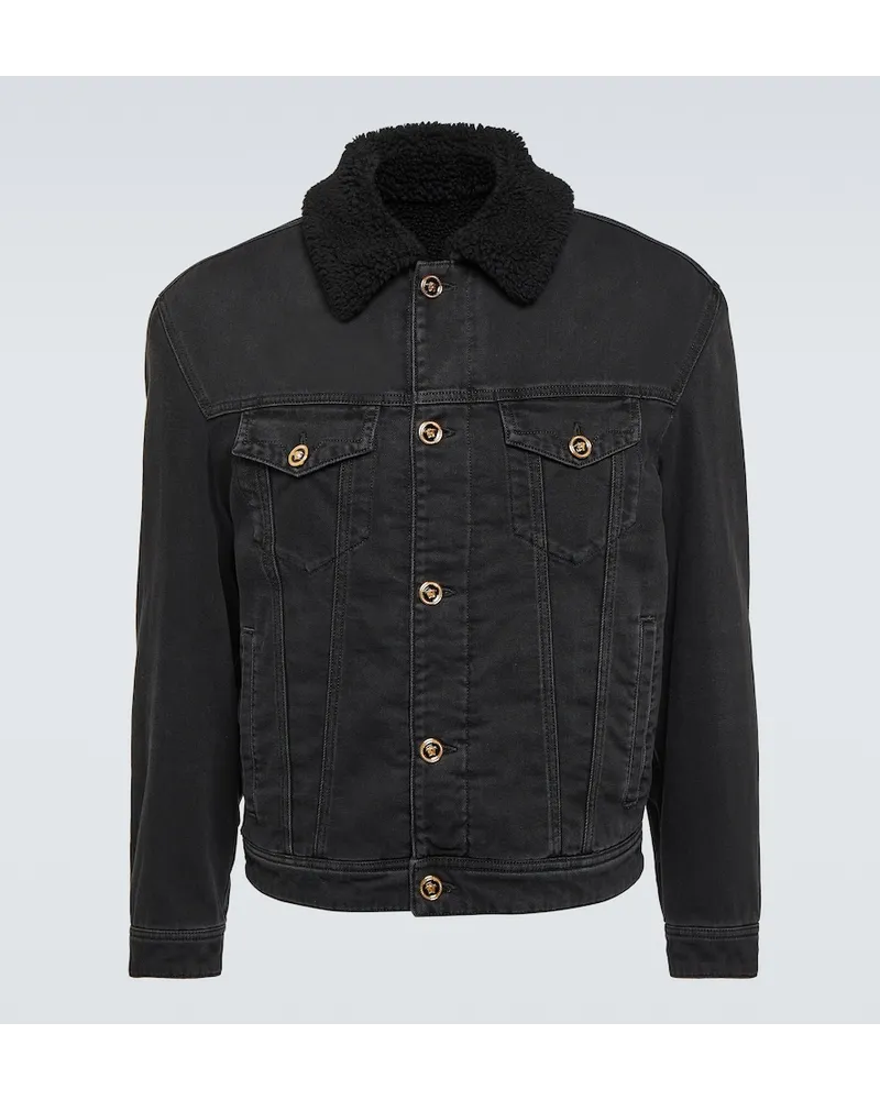 Versace Giacca di jeans con shearling sintetico Nero