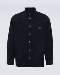 Prada Camicia in velluto a coste con logo Blu