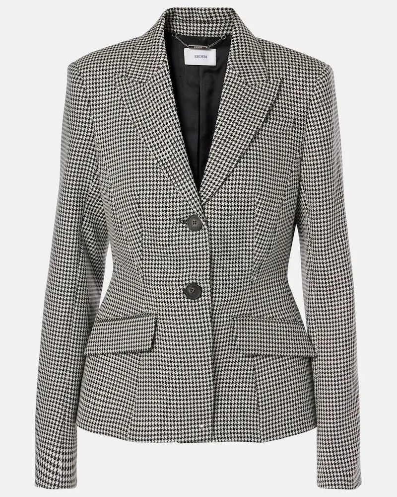 Erdem Blazer monopetto in lana pied-de-poule Multicolore