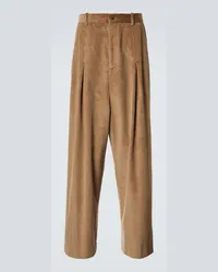 Loewe Pantaloni a gamba larga in velluto di cotone e cashmere Marrone