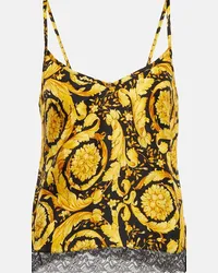 Versace Camisole Barocco in seta Giallo