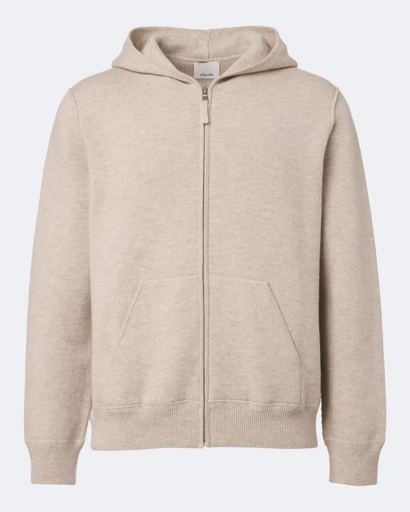 ALLUDE Felpa con cappuccio in lana e cashmere Beige