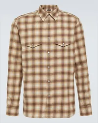 Tom Ford Camicia in misto cotone a quadri Marrone