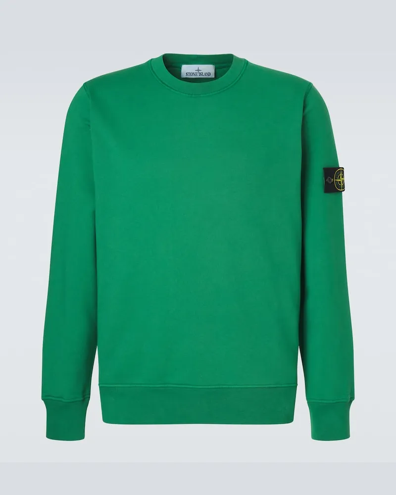 Stone Island Felpa Compass in cotone felpato Verde