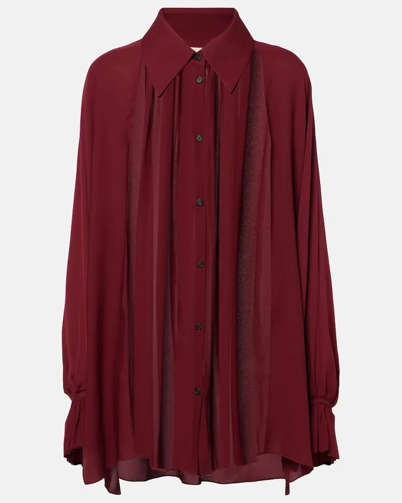 KHAITE Blusa Ceelo in seta trasparente Borgogna