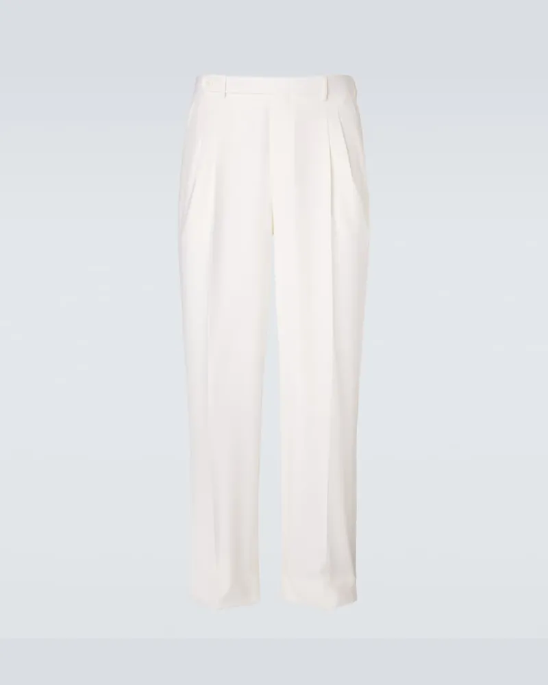 Brioni Pantaloni a gamba larga Elba in lana Bianco