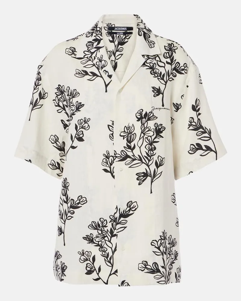 Jacquemus Camicia bowling Jean in lino con stampa Bianco