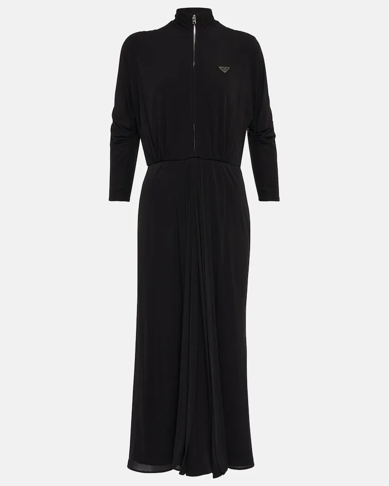 Prada Abito midi con collo alto Nero