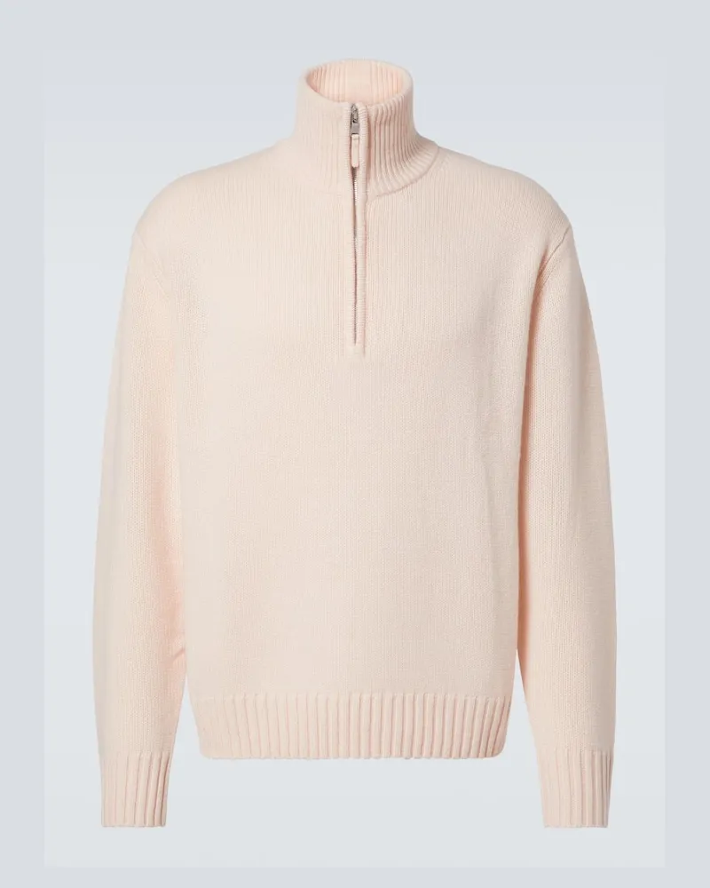 ALLUDE Pullover in cashmere con zip corta Bianco