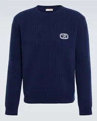 Valentino Garavani Pullover VLogo in lana vergine Blu