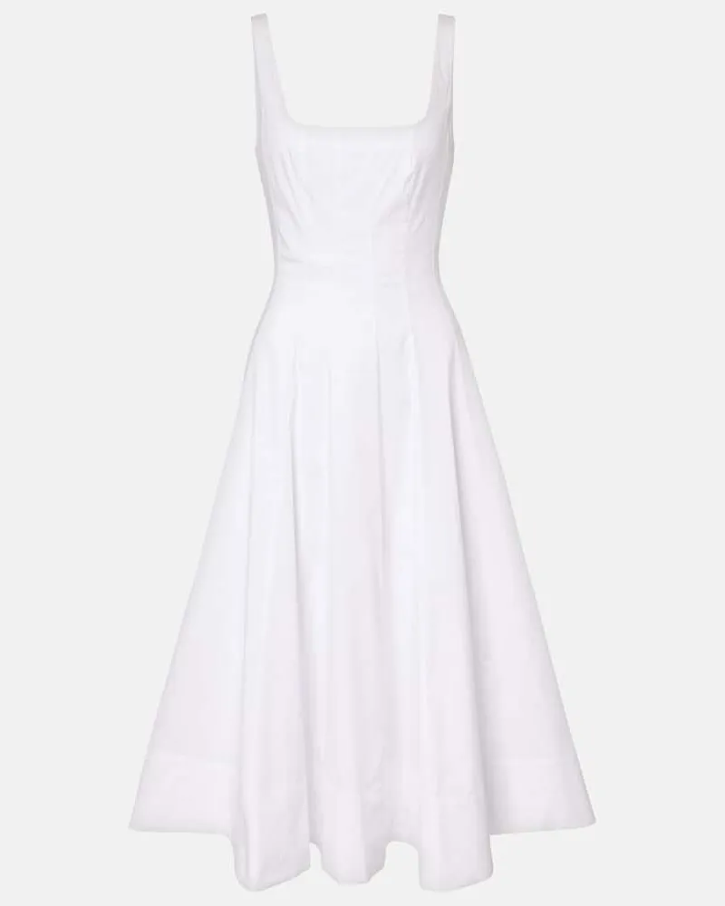 STAUD Abito midi Wells in popeline di cotone Bianco