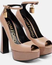 Tom Ford Sandali in pelle con plateau Beige