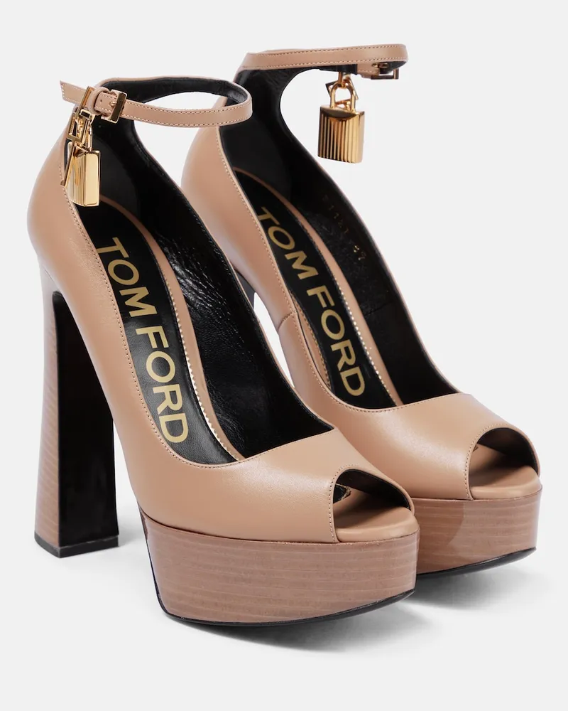 Tom Ford Sandali in pelle con plateau Beige