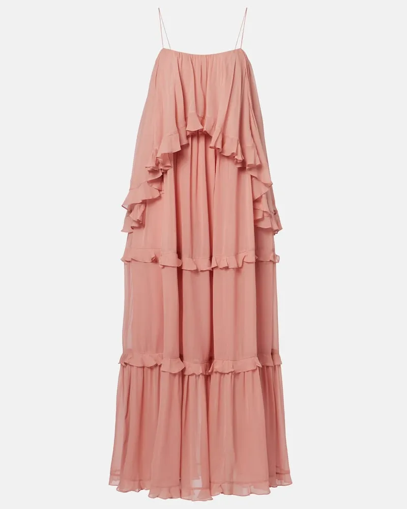 Zimmermann Abito lungo Luna con volant Rosa
