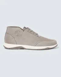 Berluti Stringate Echappée Scritto Mid Top in suede Grigio