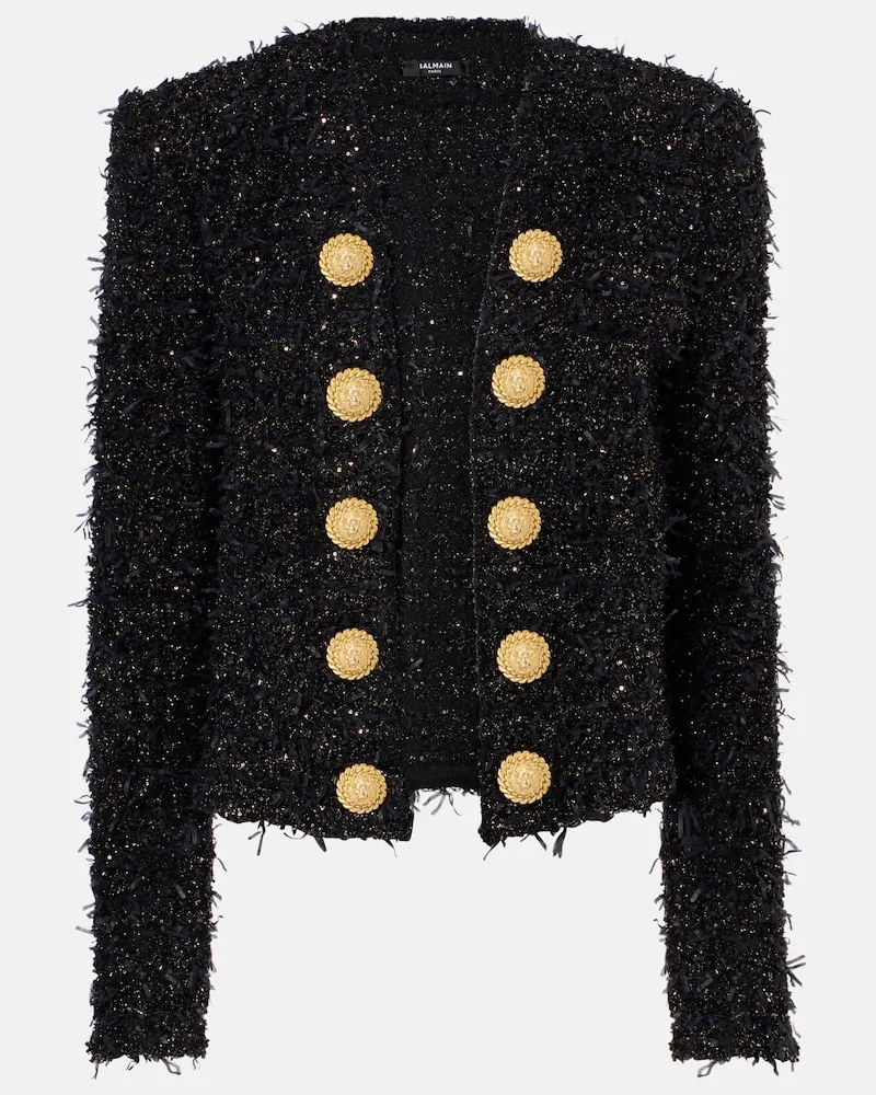 Balmain Giacca in tweed con lamÃ Nero