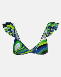 Emilio Pucci Top bikini con stampa e volant Multicolore