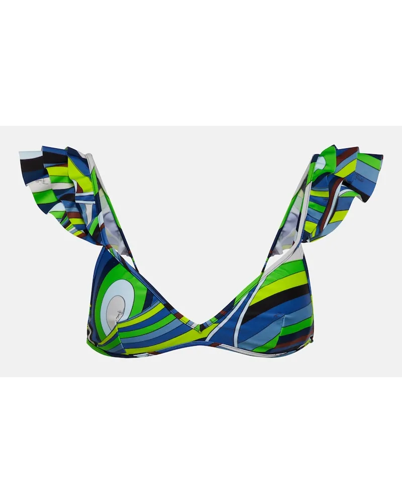 Emilio Pucci Top bikini con stampa e volant Multicolore