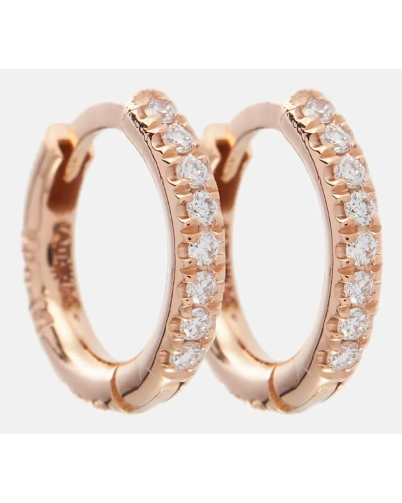 Ileana Makri Orecchini New Mini Hoops in oro rosa 18kt con diamanti Rosa