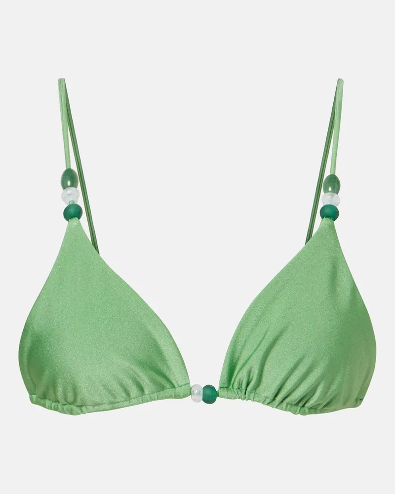 JADE SWIM Top bikini Via a triangolo con perline Verde