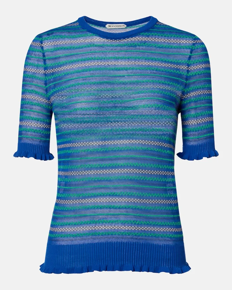 J.W.Anderson T-shirt in misto cotone a righe Blu