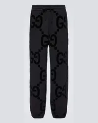 Gucci Pantaloni sportivi in cotone con logo Nero