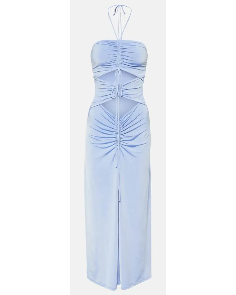 JADE SWIM Abito midi Kira con ruches Blu
