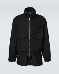 Sacai Giacca in misto cotone ripstop Nero