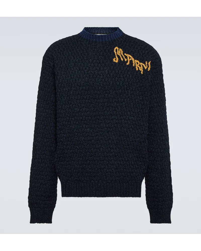 Marni Pullover in lana vergine con logo Nero