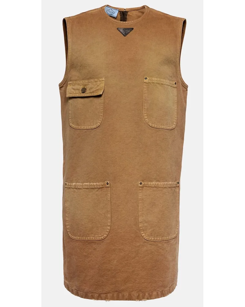 Prada Miniabito in canvas di cotone Beige