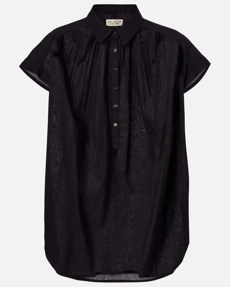 Nili Lotan Blusa Normandy in cotone Nero