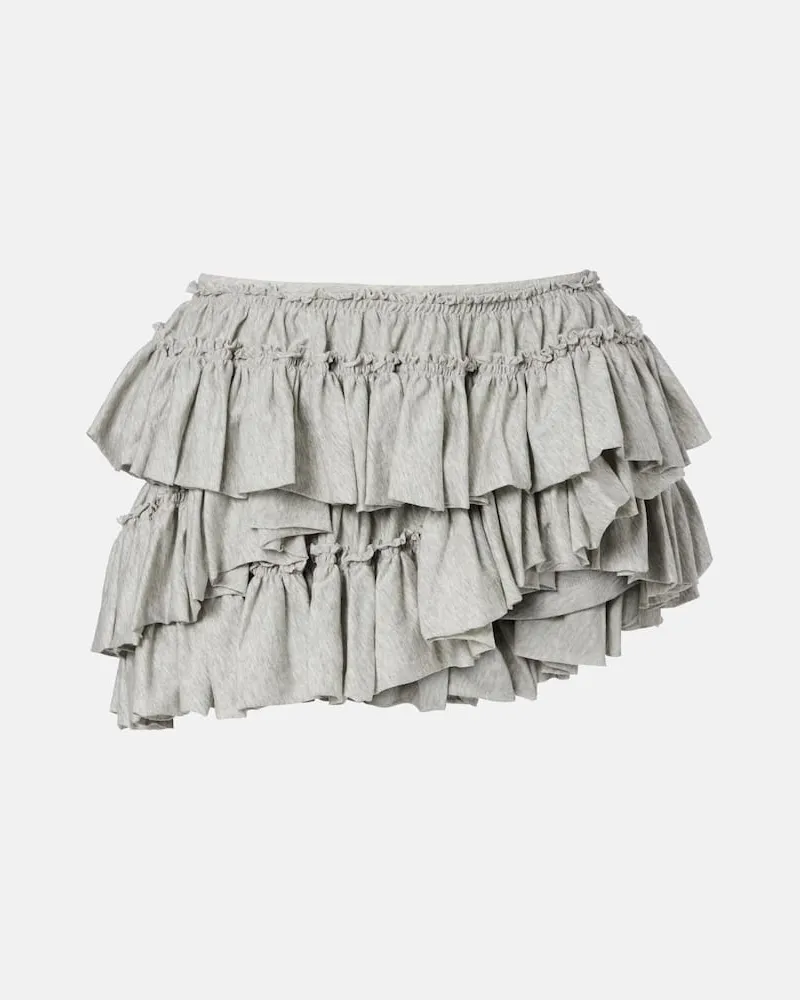 Dries van Noten Minigonna asimmetrica in cotone con volant Grigio