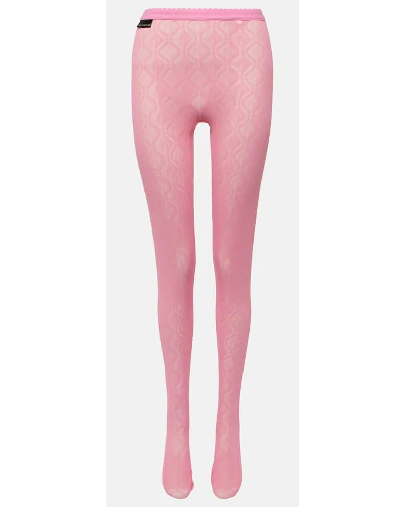 Marine Serre Leggings in mesh jacquard Moon Diamant Rosa