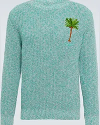 Alanui Pullover Palm Tree in misto cotone Blu