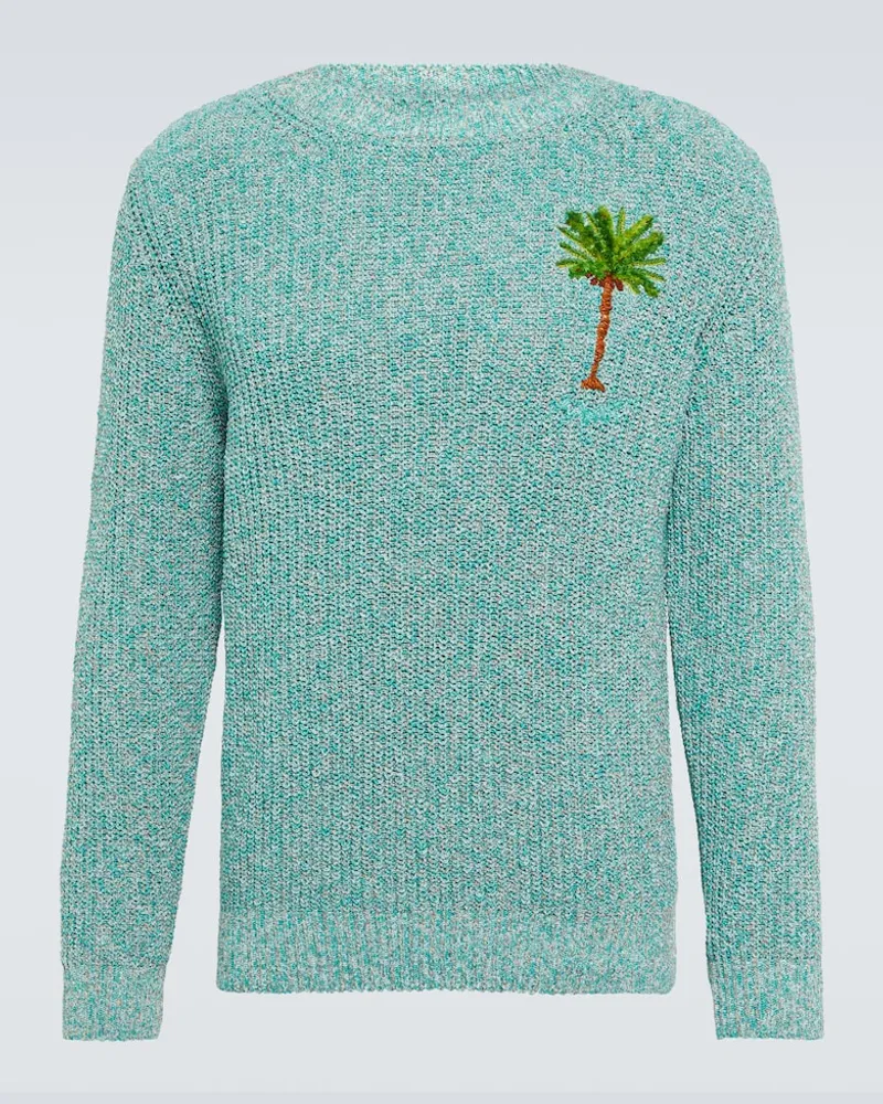 Alanui Pullover Palm Tree in misto cotone Blu