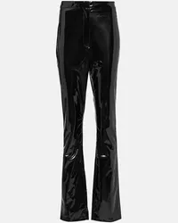 ROTATE Birger Christensen Pantaloni slim in vinile a vita alta Nero