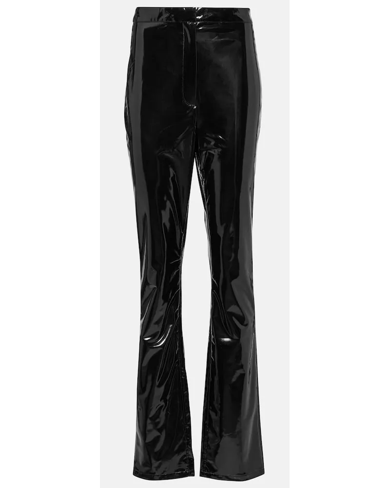 ROTATE Birger Christensen Pantaloni slim in vinile a vita alta Nero