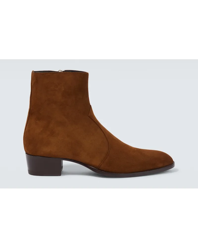 Saint Laurent Stivaletti Wyatt in suede Marrone