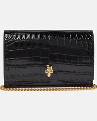 Alexander McQueen Borsa Small Skull in pelle stampata Nero