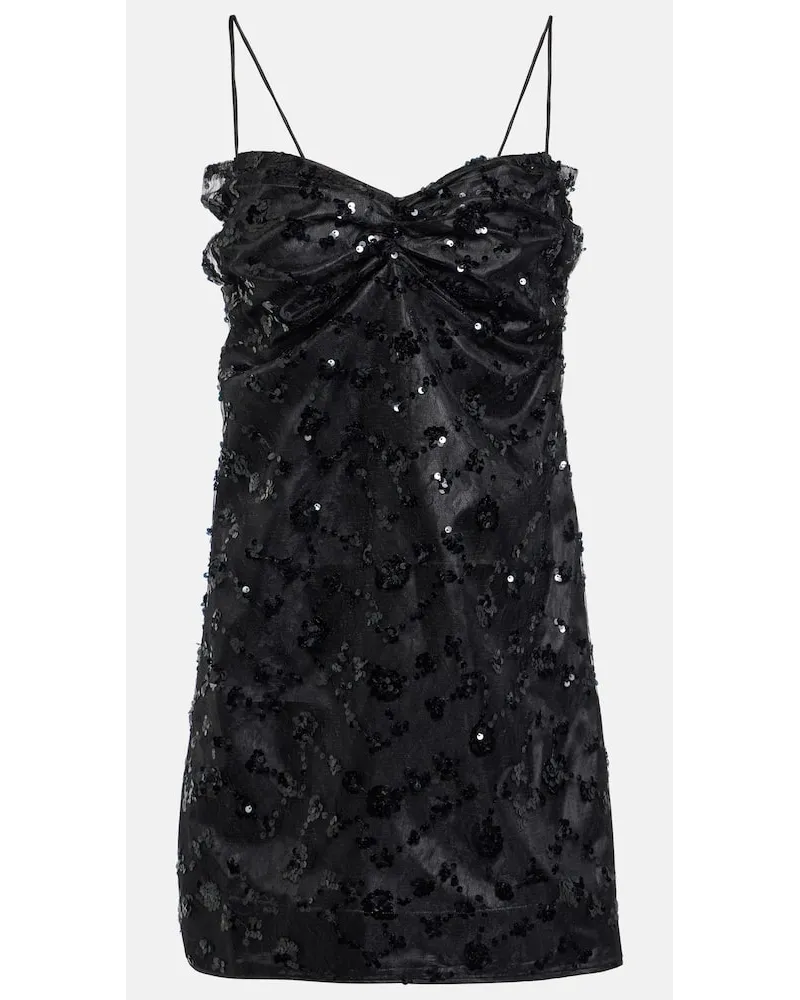 Ganni Miniabito in pizzo con paillettes Nero