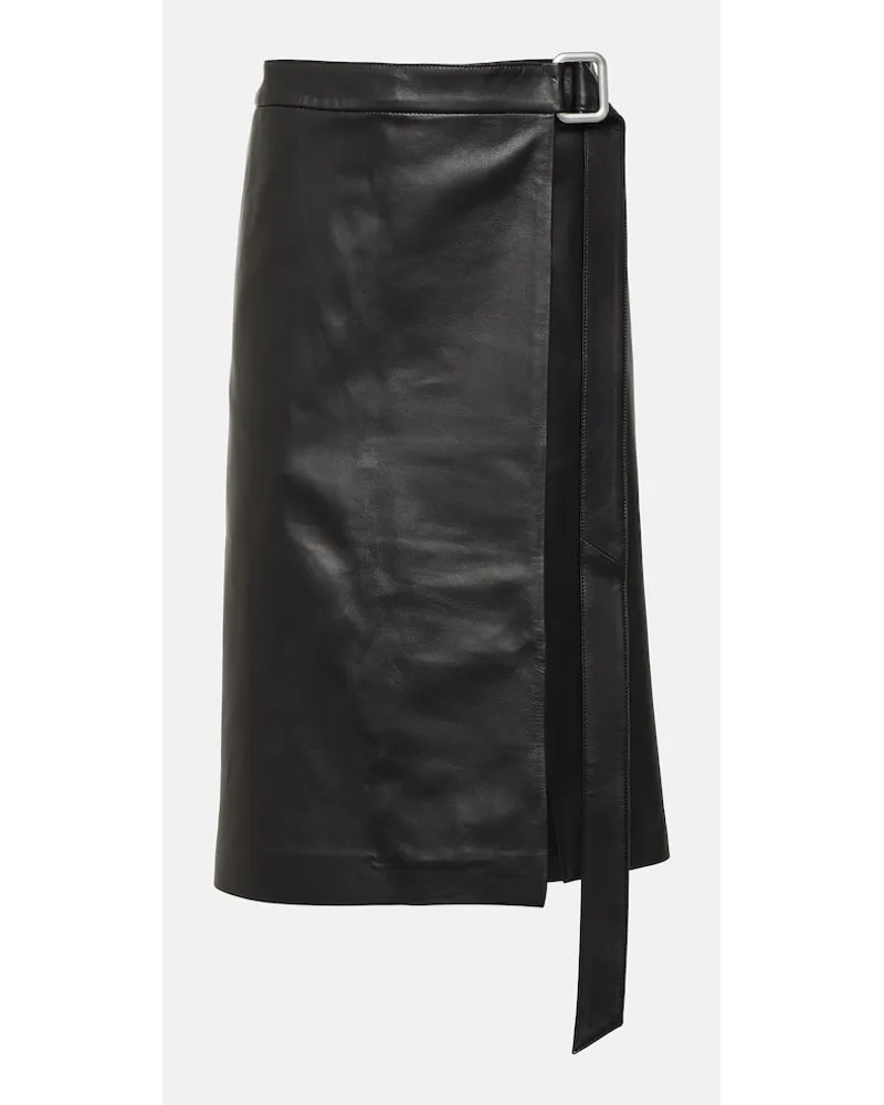 AMI Paris Gonna midi in pelle Nero