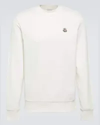 Moncler Felpa in cotone con logo Bianco