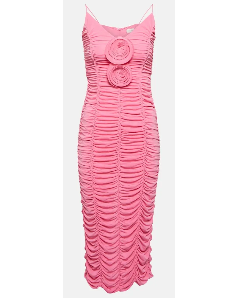 Magda Butrym Abito midi in jersey con applicazione floreale Rosa