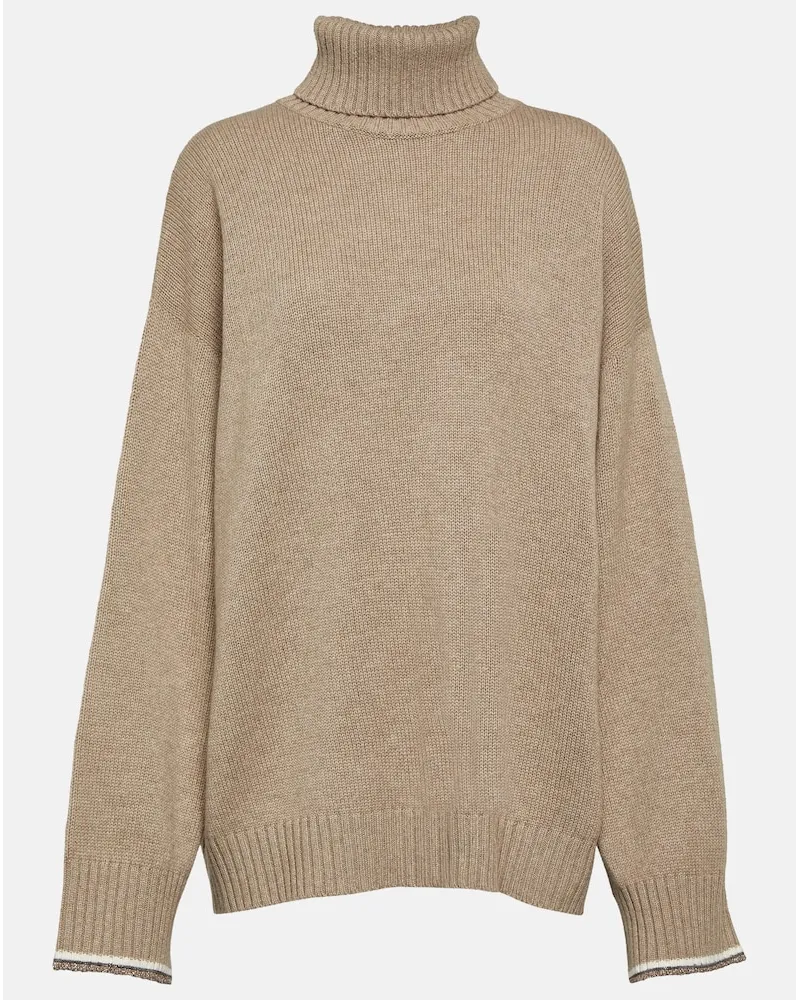 Brunello Cucinelli Pullover in misto lana, cashmere e seta Beige