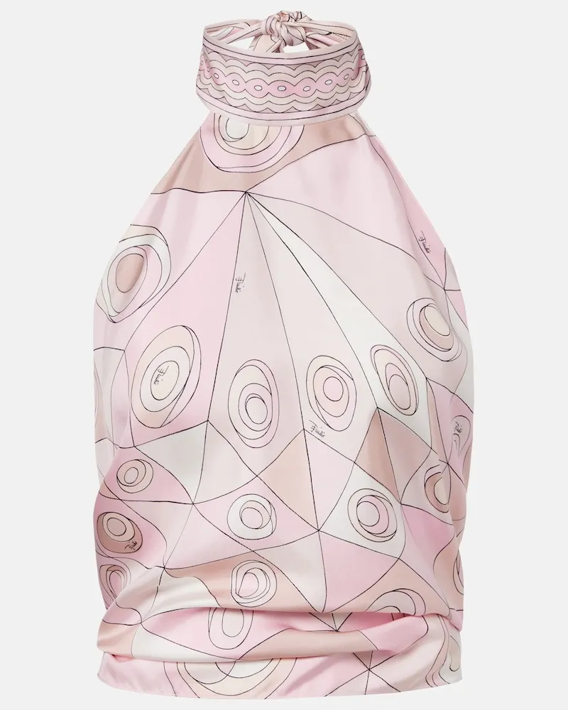 Emilio Pucci Top Occhi in twill di seta Rosa