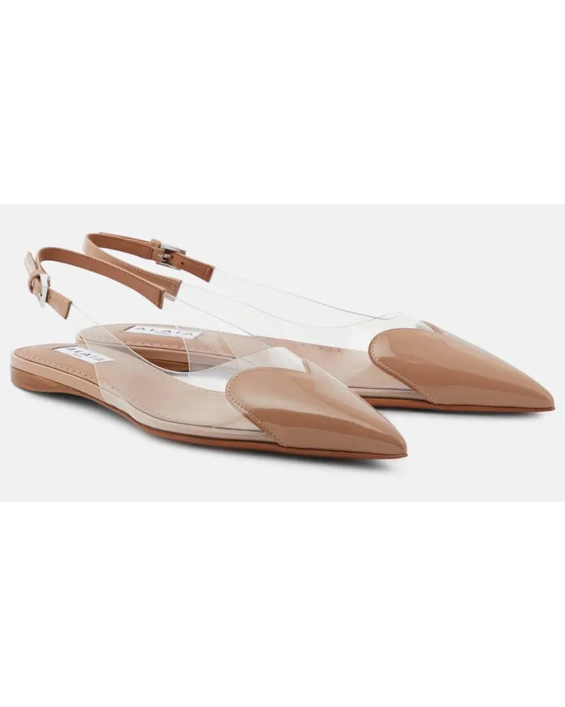 Alaïa AlaÃ¯a Ballerine slingback Le CÅur in vernice e PU Beige