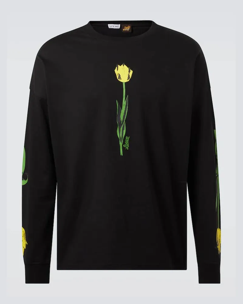 Loewe Paulaâs Ibiza - T-shirt in cotone a fiori Nero