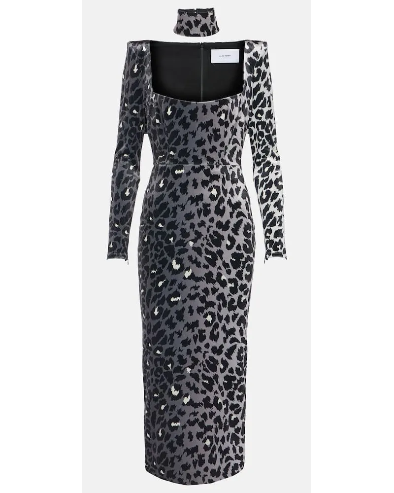 Alex Perry Abito midi in velluto con stampa Multicolore
