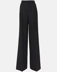 Saint Laurent Pantaloni gessati a gamba larga in misto lana Nero