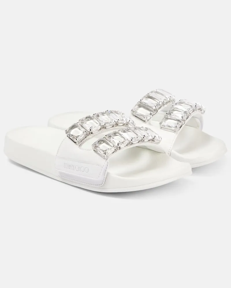 Jimmy Choo Sandali Fitz Crystal in pelle con cristalli Bianco
